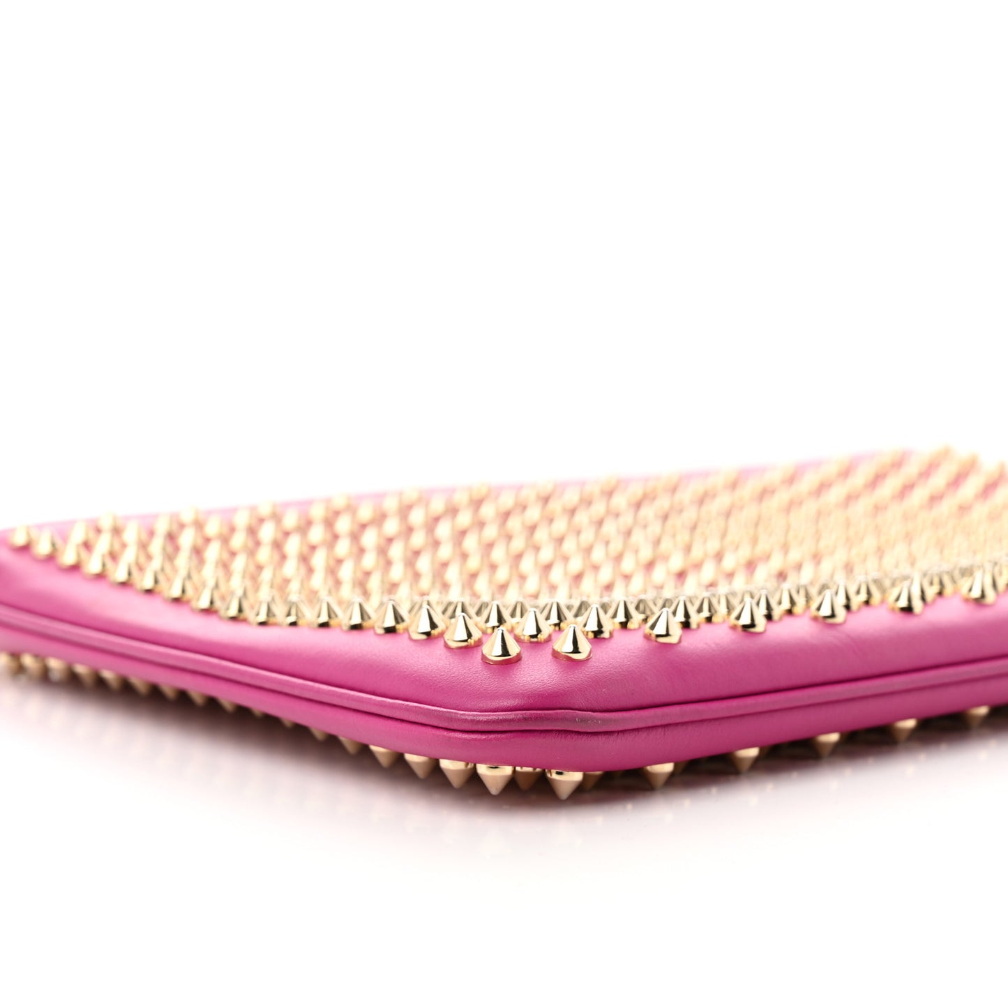 Calfskin Studded Loubiposh Chain Clutch Rose Indien Gold