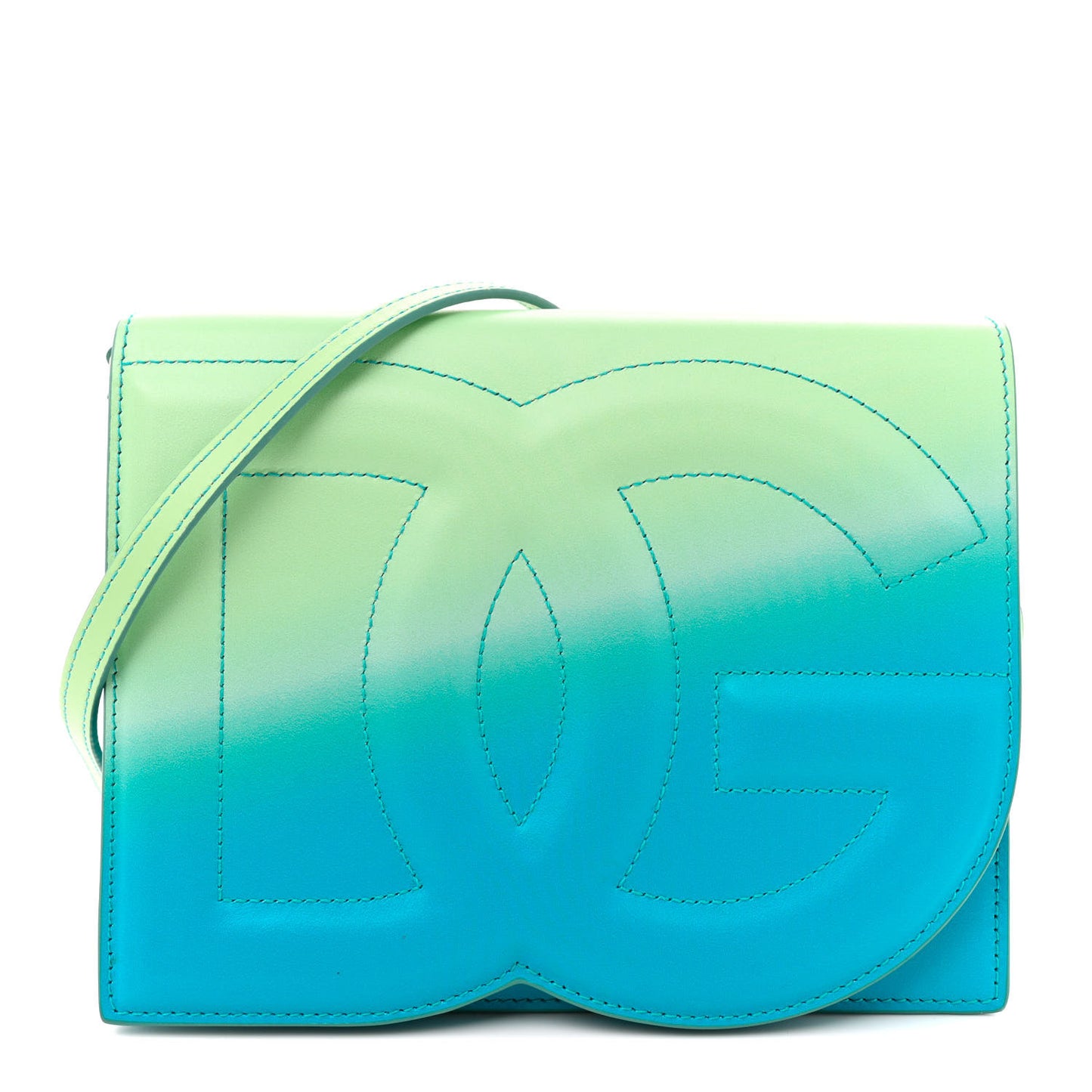 Calfskin Ombre DG Logo Flap Crossbody Bag Green