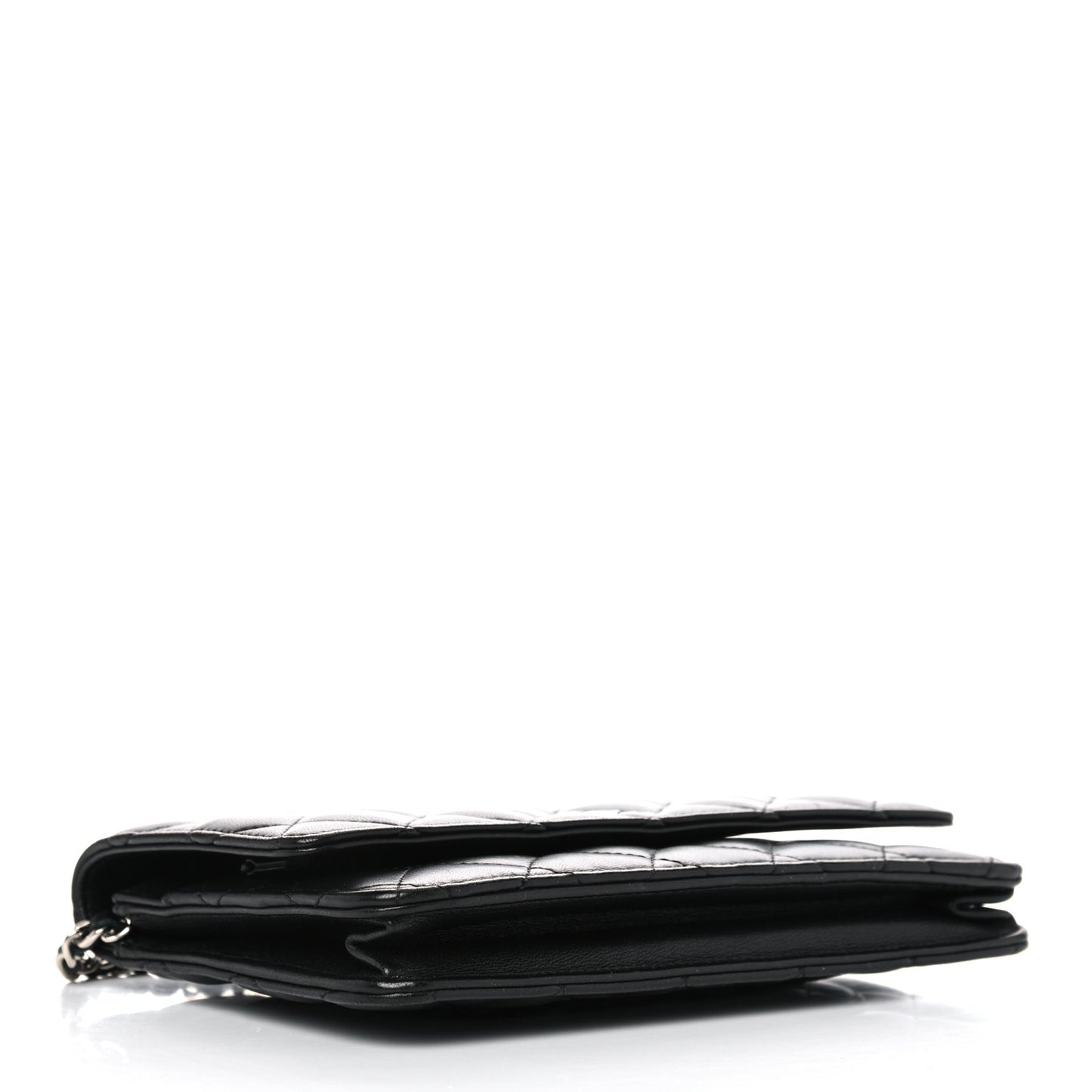 Lambskin Quilted Wallet On Chain WOC Black