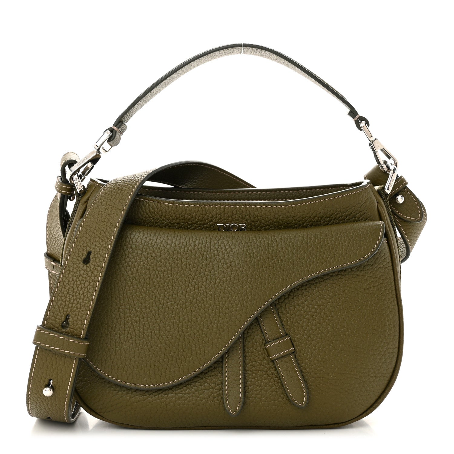 Christian Dior Grained Calfskin Mini Soft Saddle Bag Olive 1 of 11