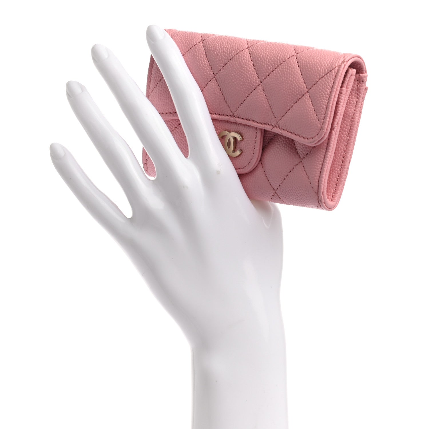 Chanel Caviar Quilted Flap Card Holder Wallet Pink 2 of 8
