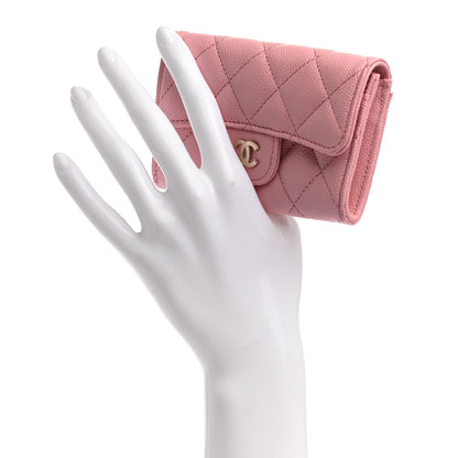 Chanel Caviar Quilted Flap Card Holder Wallet Pink 2 of 8