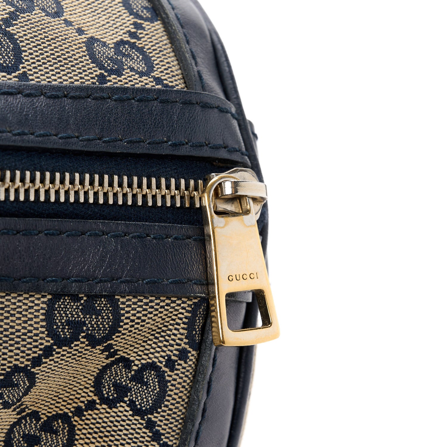 Gucci Monogram Selleria Calfskin Vintage Web Medium Boston Beige Blue 19 of 21