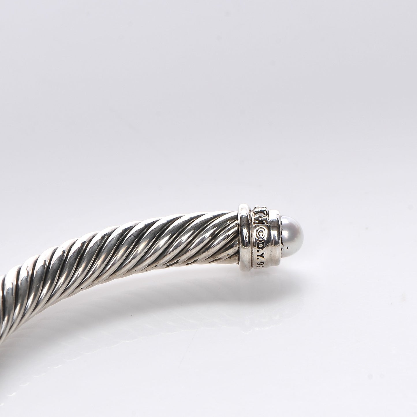 Sterling Silver Diamond Pearl 5mm Cable Classics Bracelet