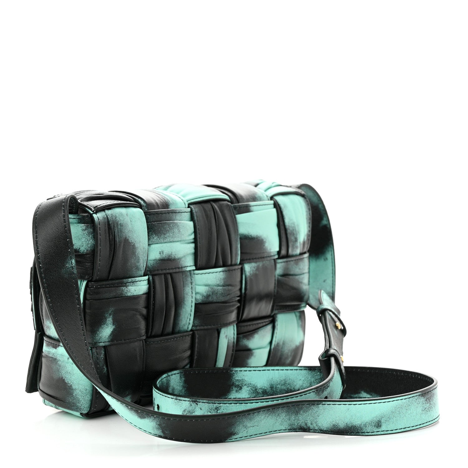 Bottega Veneta Foulard Tie Dye Maxi Intrecciato Padded Cassette Crossbody Bag Celadon Inkwell 3 of 11