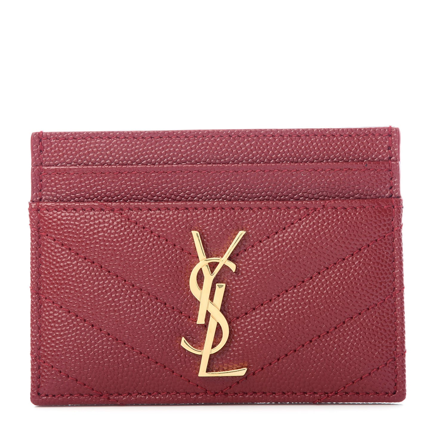 Grain De Poudre Matelasse Chevron Monogram Credit Card Case New Red
