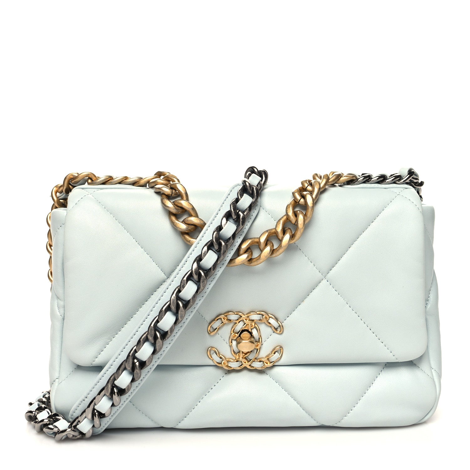 Chanel Lambskin Quilted Medium Chanel 19 Flap Light Blue 1 of 11