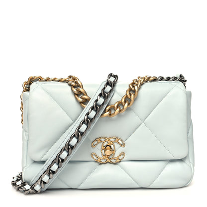 Chanel Lambskin Quilted Medium Chanel 19 Flap Light Blue 1 of 11