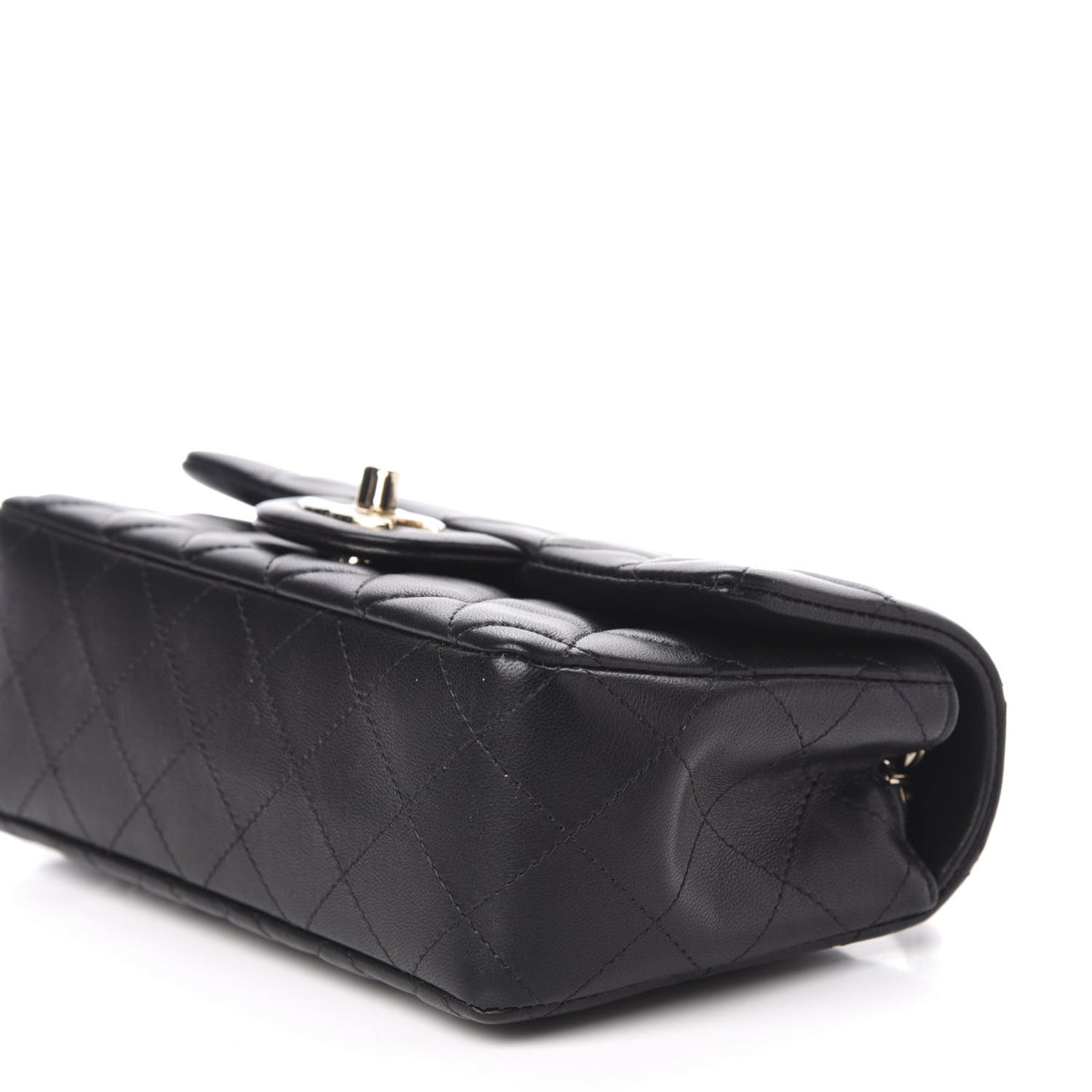 Lambskin Quilted Mini Rectangular Flap Black