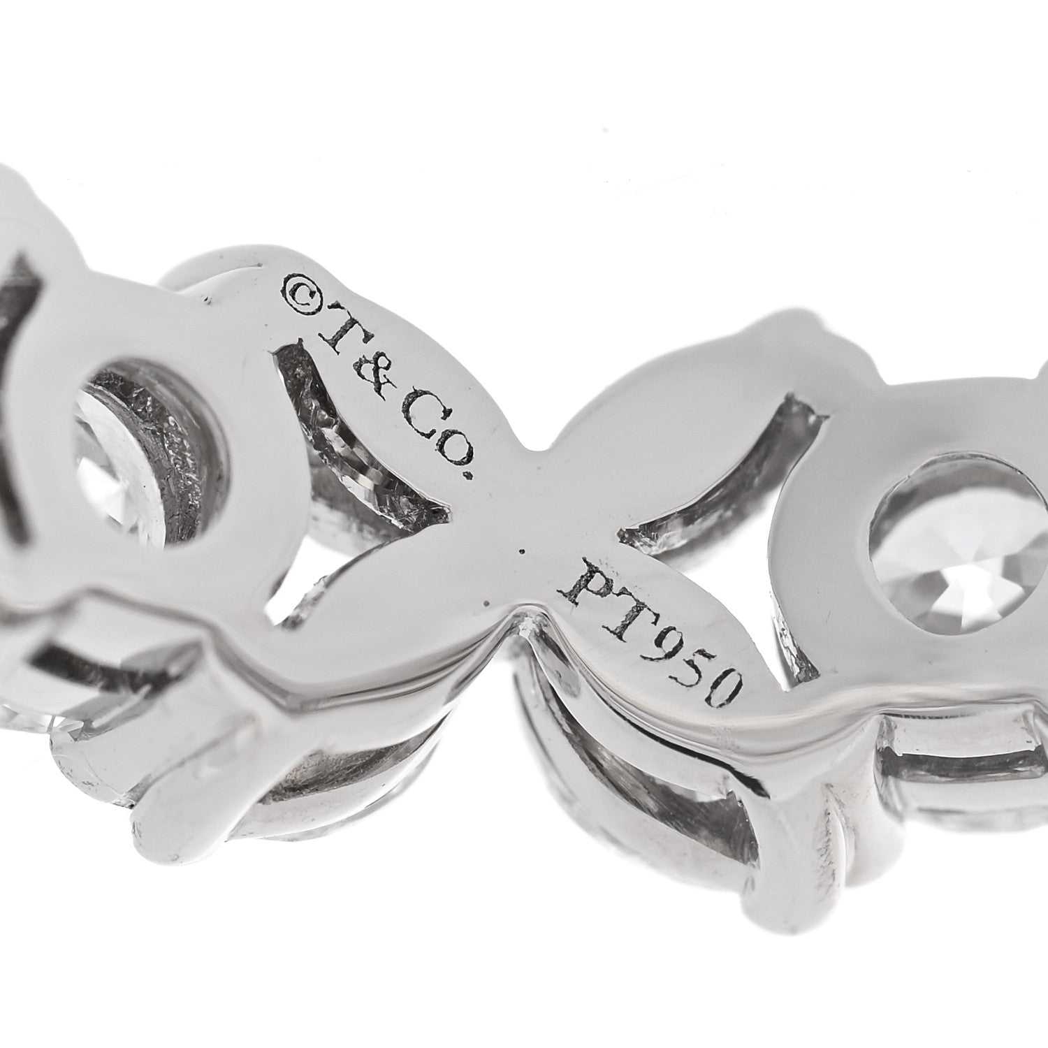 Tiffany Platinum Diamond Victoria Alternating Band Ring 51 5.75 4 of 4