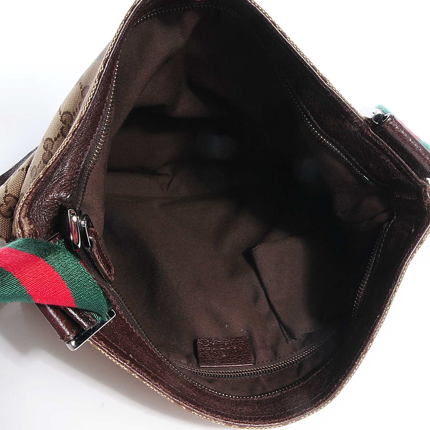 Monogram Web Medium Double Pocket Messenger Bag Dark Brown