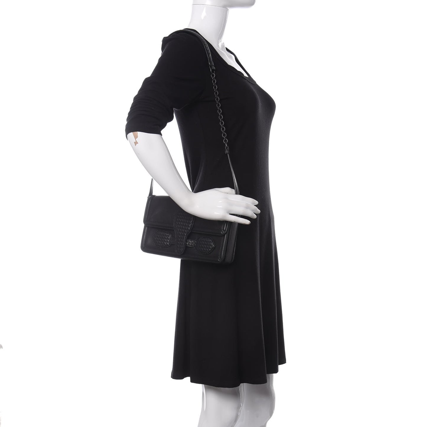 Nappa Micro Intreccio Shoulder Bag Black