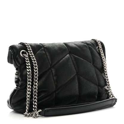 Saint Laurent Lambskin Quilted Small Loulou Puffer Monogram Chain Satchel Black 3 of 10