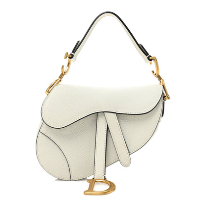 Christian Dior Grained Calfskin Mini Saddle Bag White 1 of 13