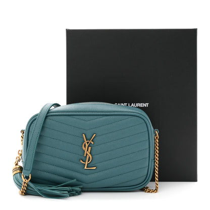 Saint Laurent Grain De Poudre Matelasse Monogram Mini Lou Camera Bag Blue Vert 11 of 12