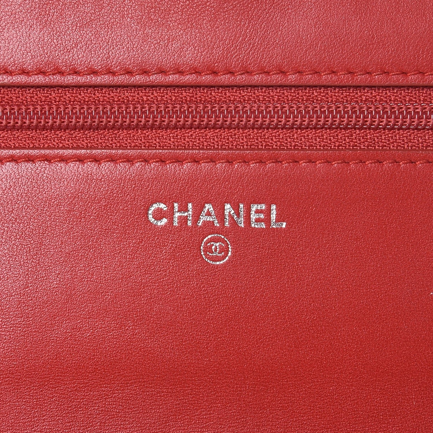 Chanel Lambskin Camellia Embossed Wallet On Chain WOC Red 6 of 12