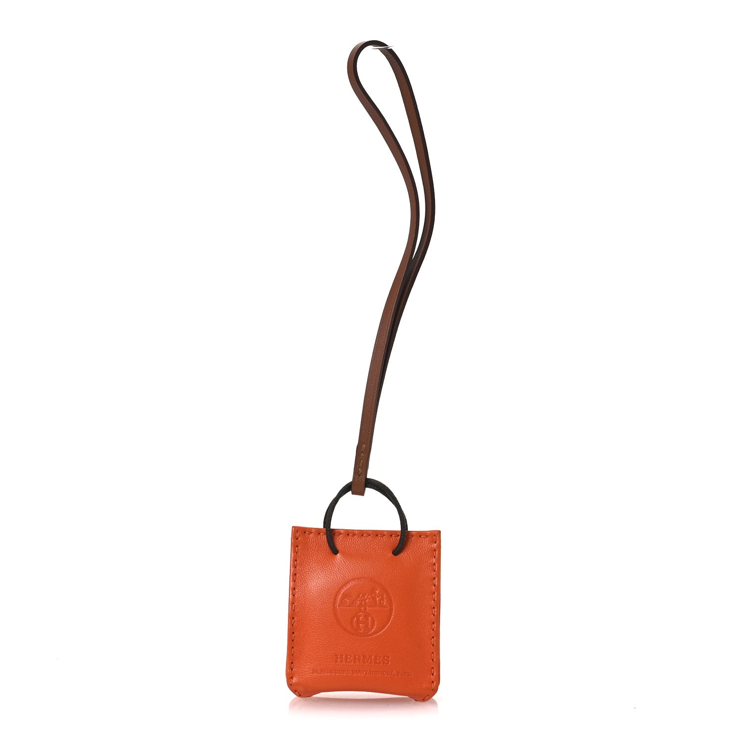 Hermes Milo Lambskin Swift Shopping Bag Charm Feu Gold 1 of 5