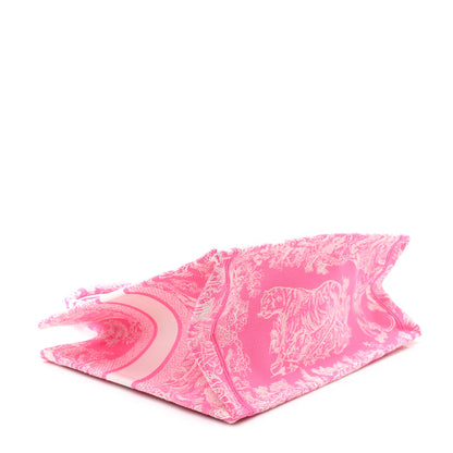 Christian Dior Canvas Embroidered Medium Dioriviera Toile De Jouy Book Tote Fluorescent Pink 4 of 11