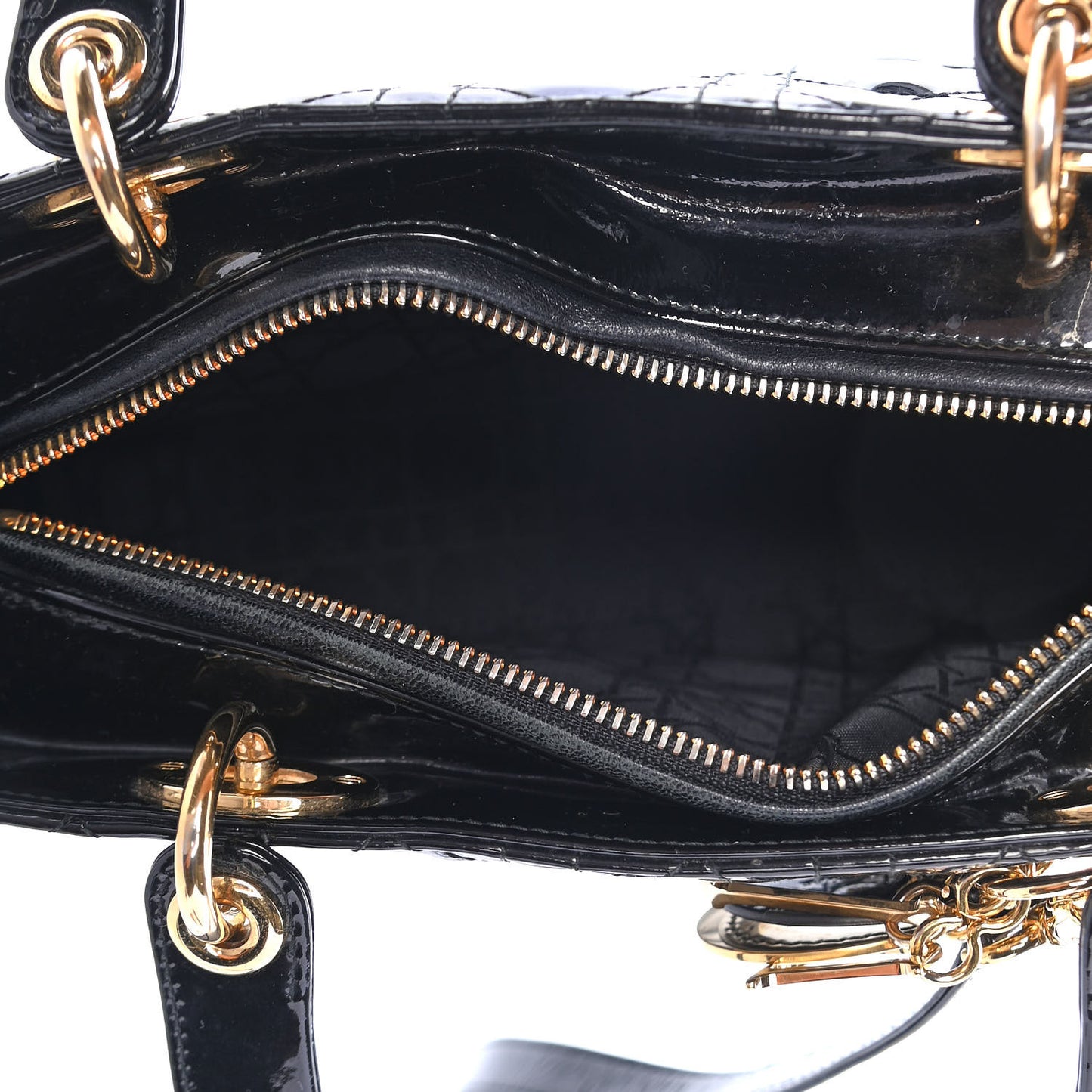 Patent Cannage Medium Lady Dior Black