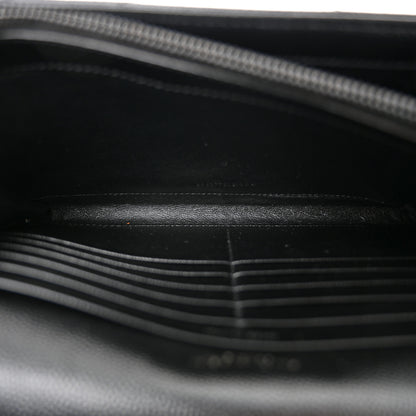 Saint Laurent Grain De Poudre Matelasse Chevron Monogram Monochrome Chain Wallet Black 5 of 10