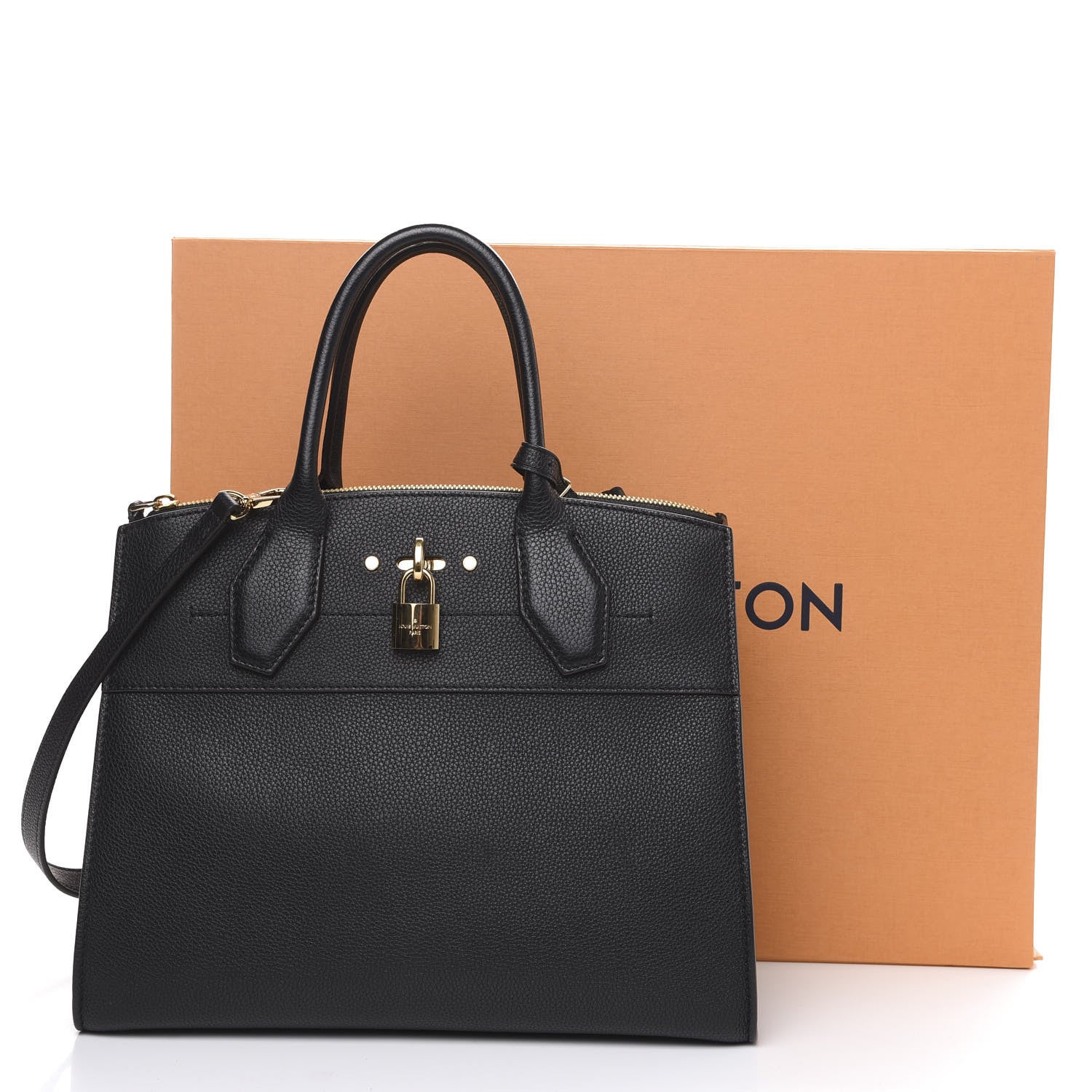Louis Vuitton Calfskin City Steamer MM Black 9 of 9