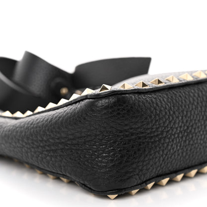 Valentino Garavani Pebbled Calfskin Mini Rockstud Flip-Lock Messenger Bag Black 8 of 9