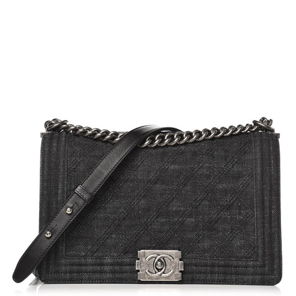 Chanel Denim Quilted New Medium Boy Flap Black 1 of 8