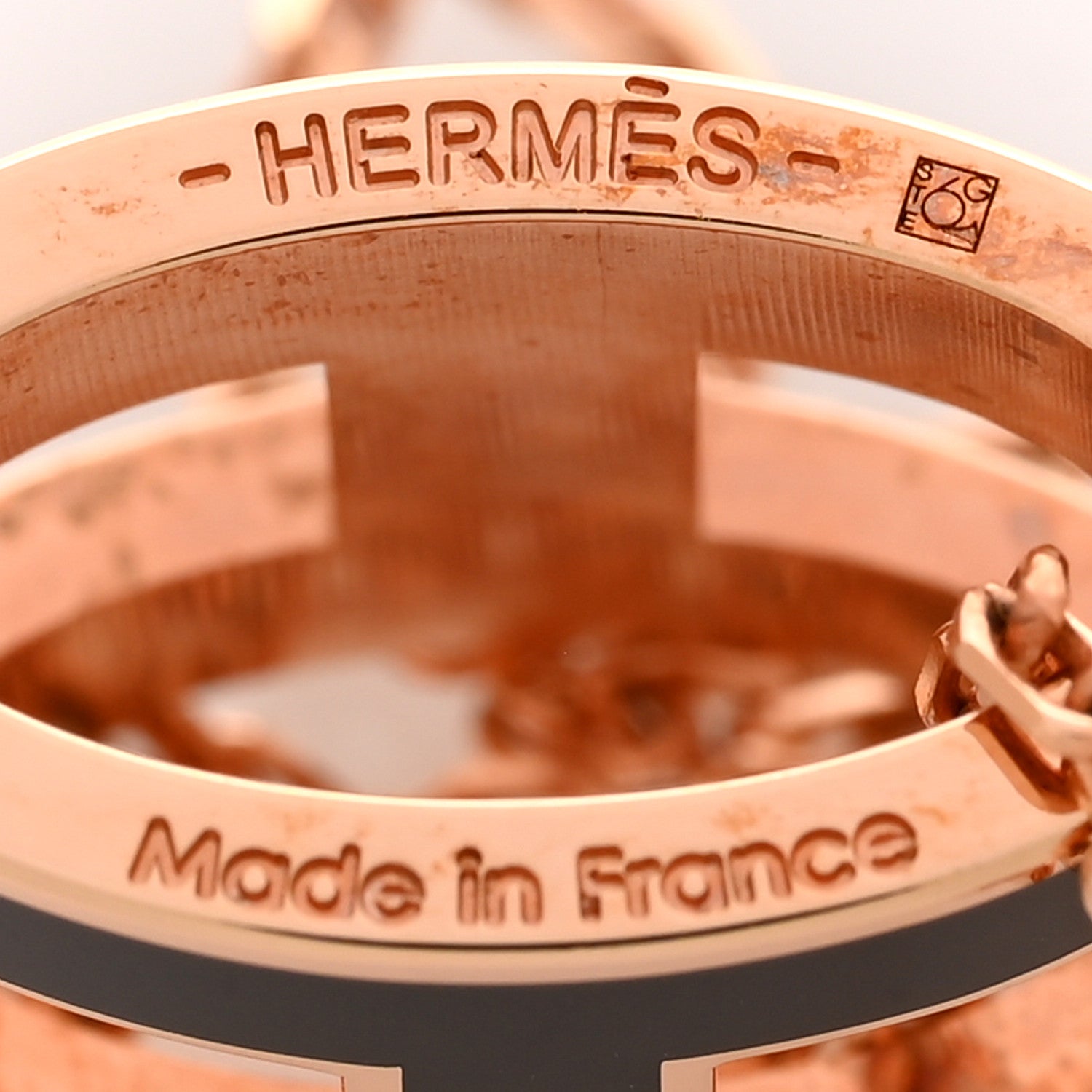 Hermes Lacquered Rose Gold Pop H Pendant Necklace Black 5 of 8