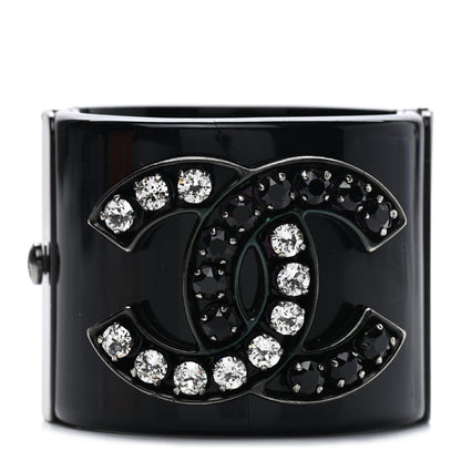 Chanel Resin Ruthenium Crystal CC Cuff Black 1 of 5