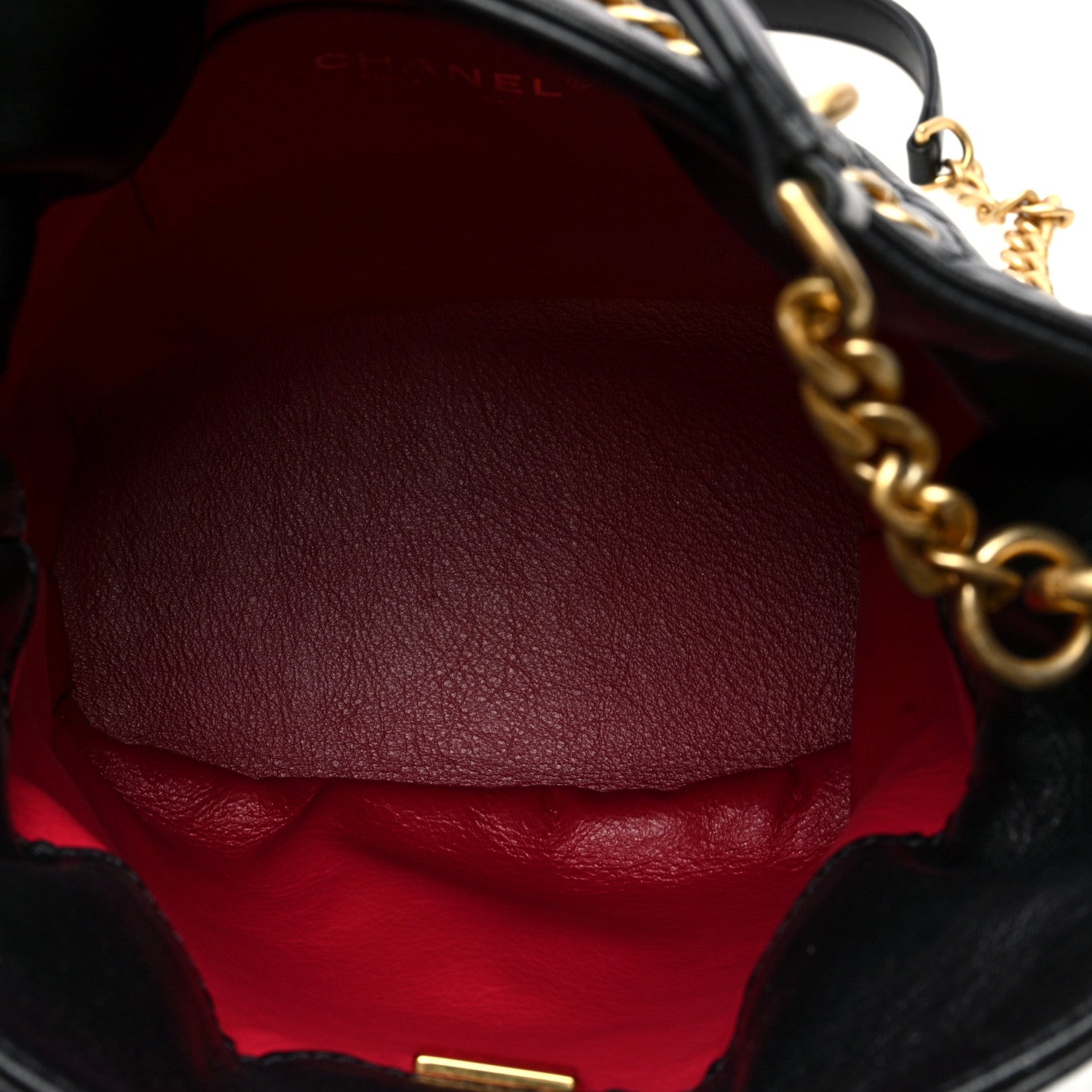 Chanel Lambskin Enamel Quilted Pending CC Bucket Drawstring Bag Black 5 of 10