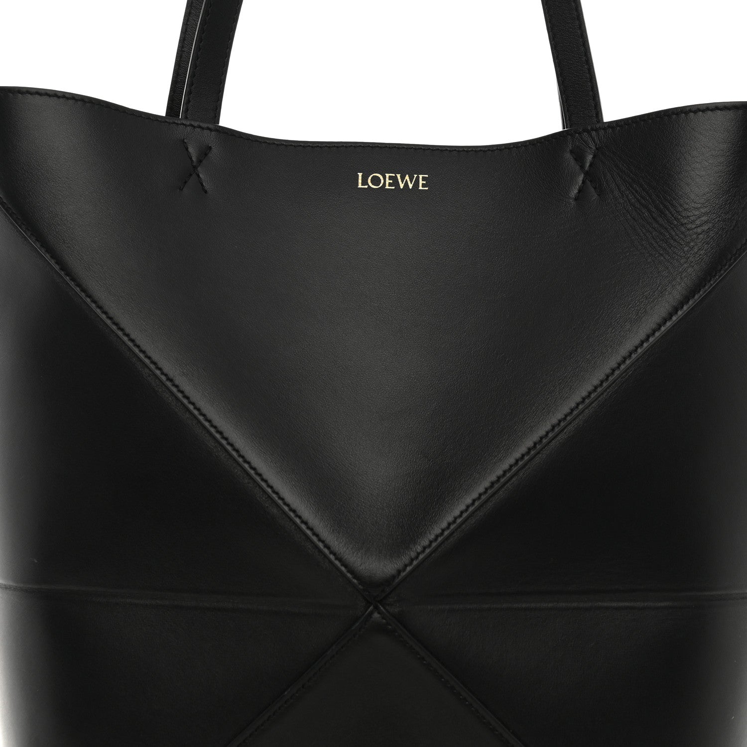 Loewe Shiny Calfskin Medium Puzzle Fold Tote Black 8 of 12