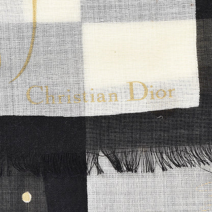 Christian Dior Wool Silk Star Signs Constellation Scarf Black 8 of 10
