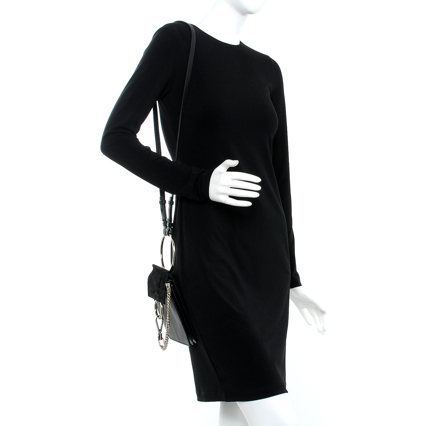 Suede Calfskin Mini Faye Bracelet Bag Black