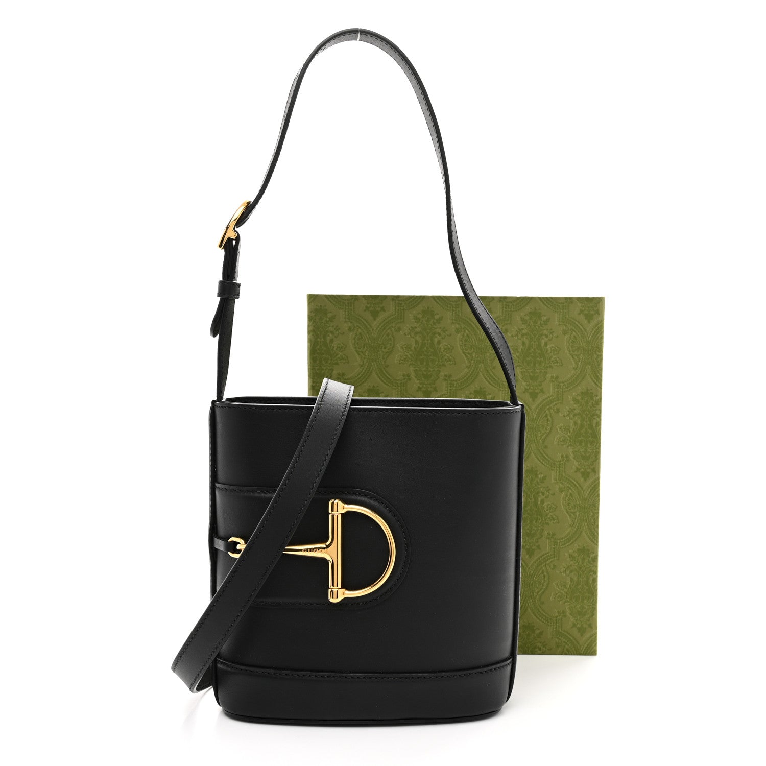 Gucci Arabella Calfskin Horsebit 73 Medium Bucket Bag Black