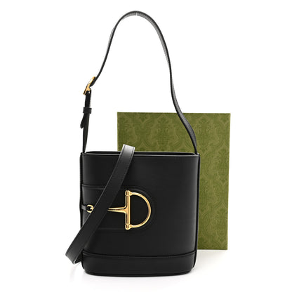 Gucci Arabella Calfskin Horsebit 73 Medium Bucket Bag Black 10 of 10