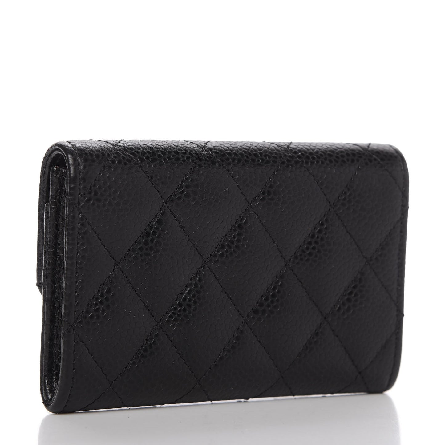 Caviar Quilted Flap Card Holder Black