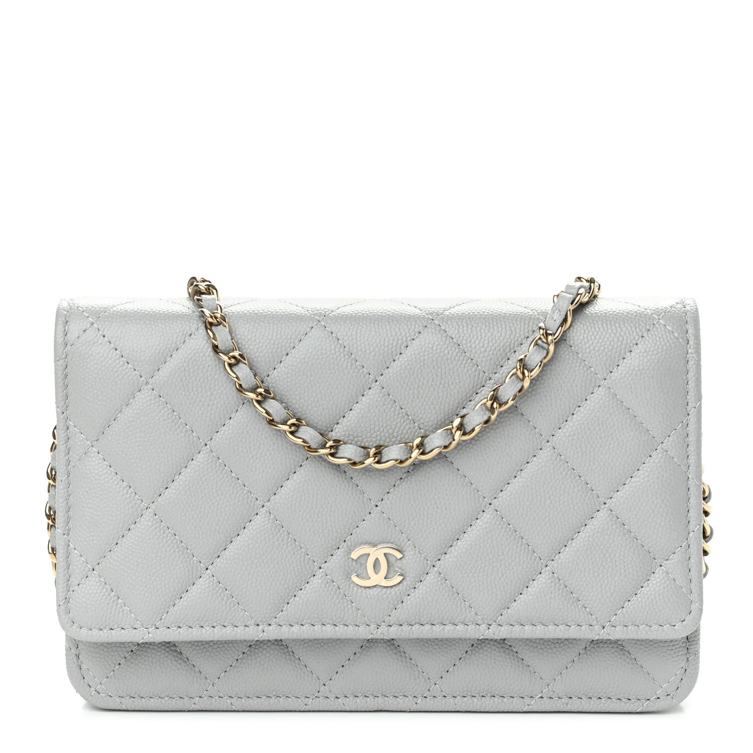 Chanel Caviar Quilted Wallet On Chain WOC Grey 1 of 12