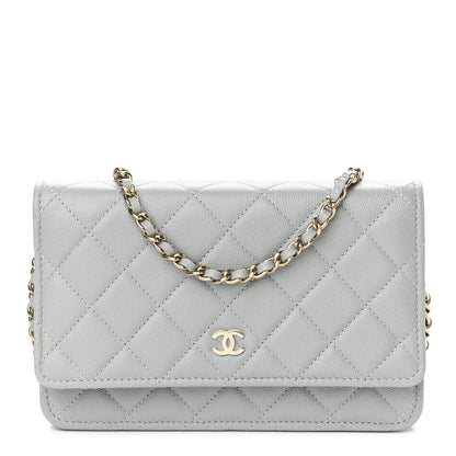 Chanel Caviar Quilted Wallet On Chain WOC Grey 1 of 12