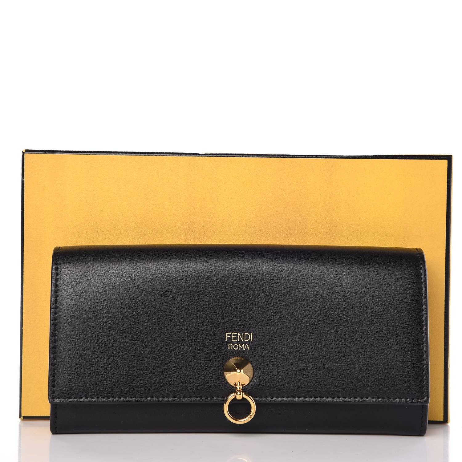 Fendi Vitello Liberty Century Lucido By The Way Continental Wallet On Chain Black 9 of 9