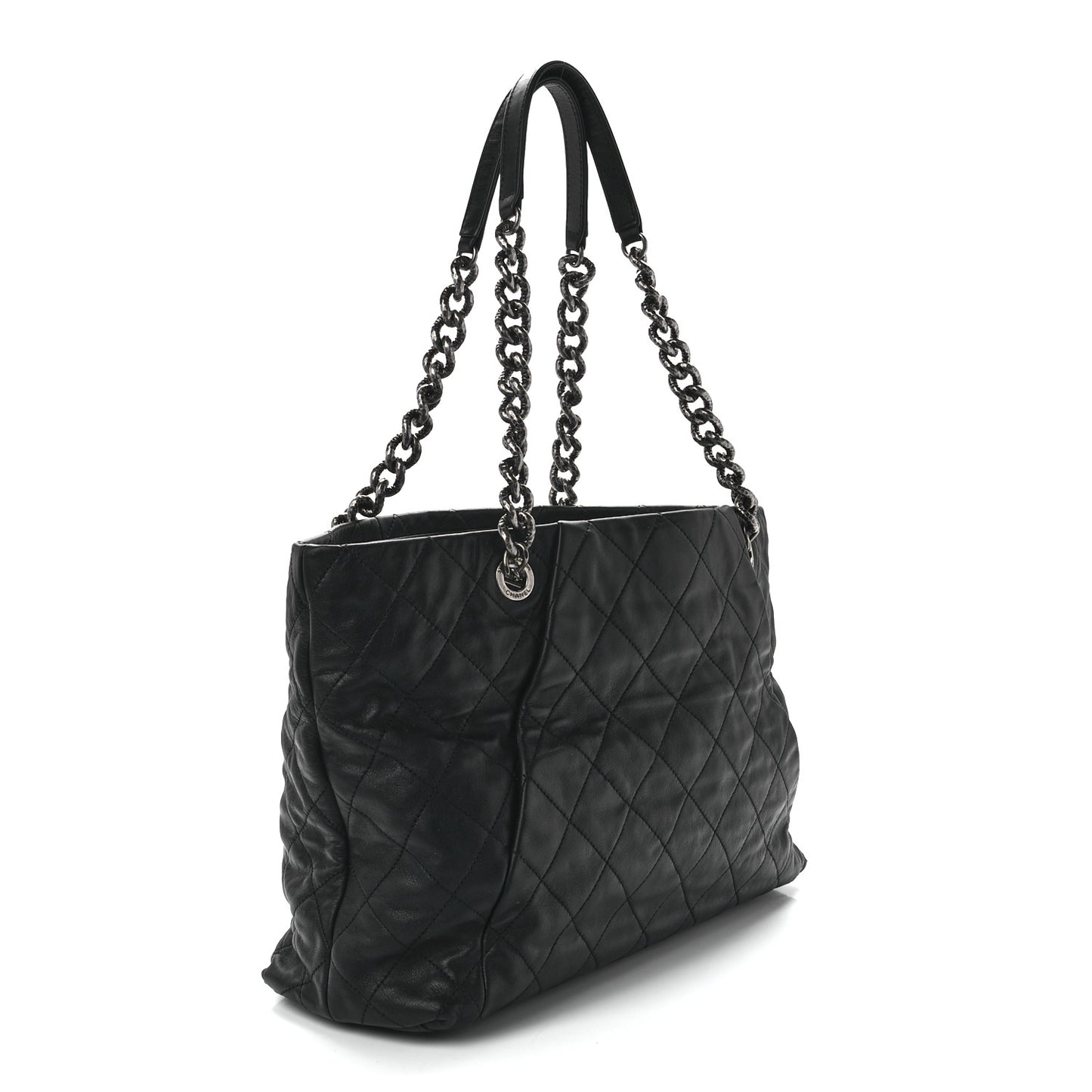 Calfskin Quilted Large Coco Pleats Tote Black