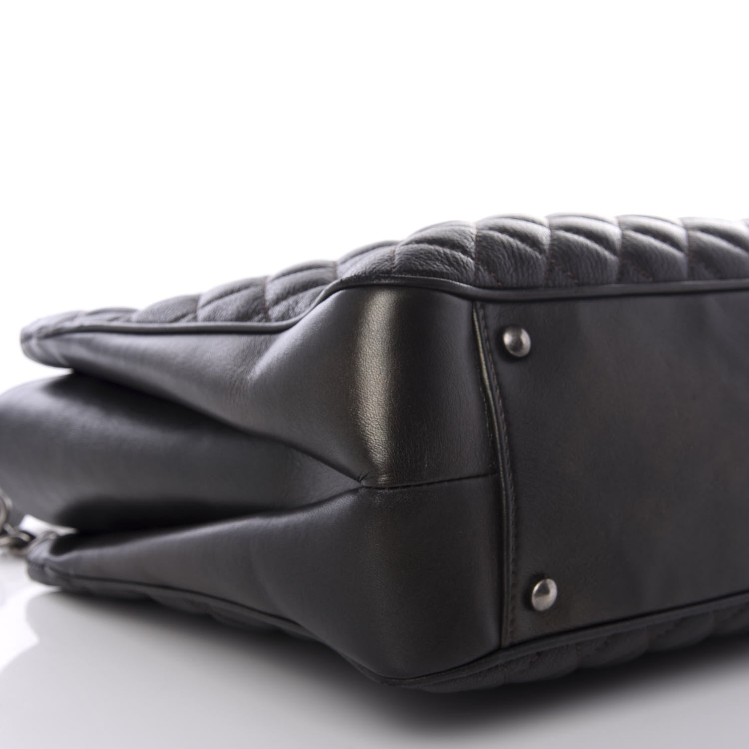 Chanel Metallic Goatskin Quilted Medium Rock In Rome Tote Charcoal 7 of 9