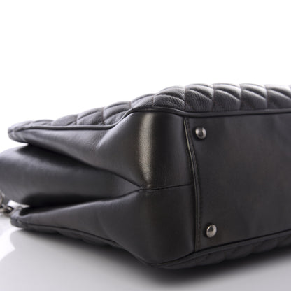 Chanel Metallic Goatskin Quilted Medium Rock In Rome Tote Charcoal 7 of 9