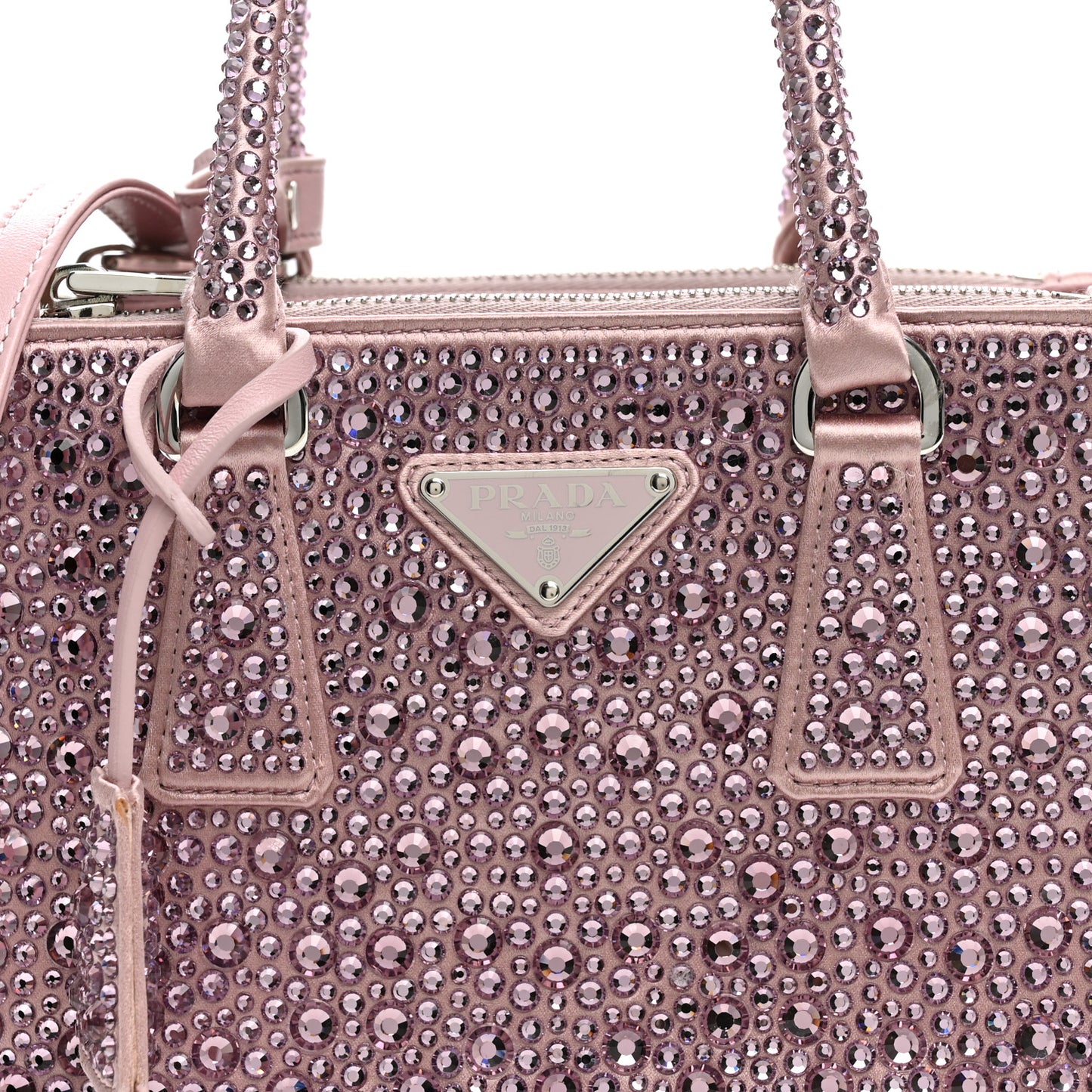 Satin Crystal Mini Galleria Double Zip Tote Alabastro