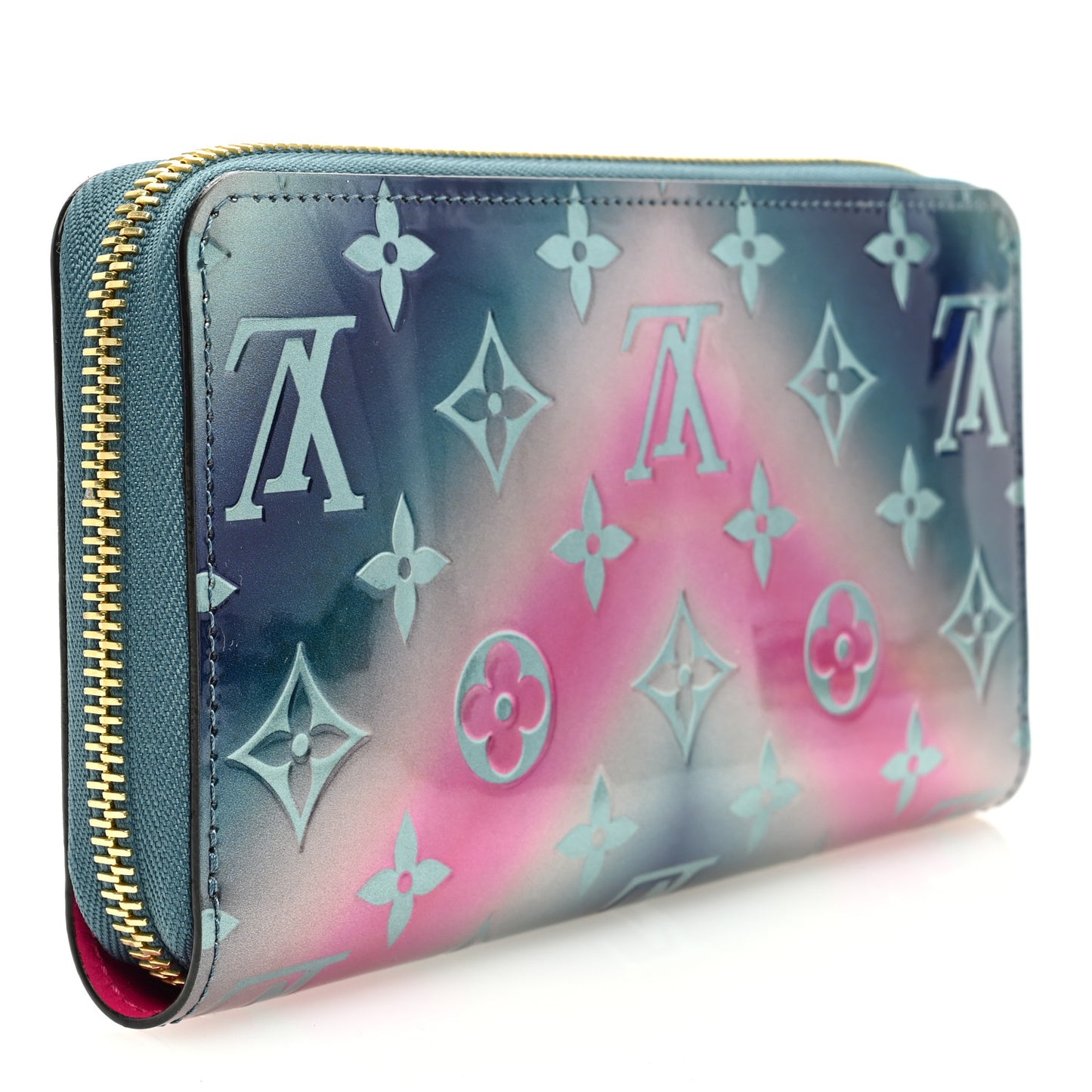 Metallic Vernis Degrade Zippy Wallet Blue Pink