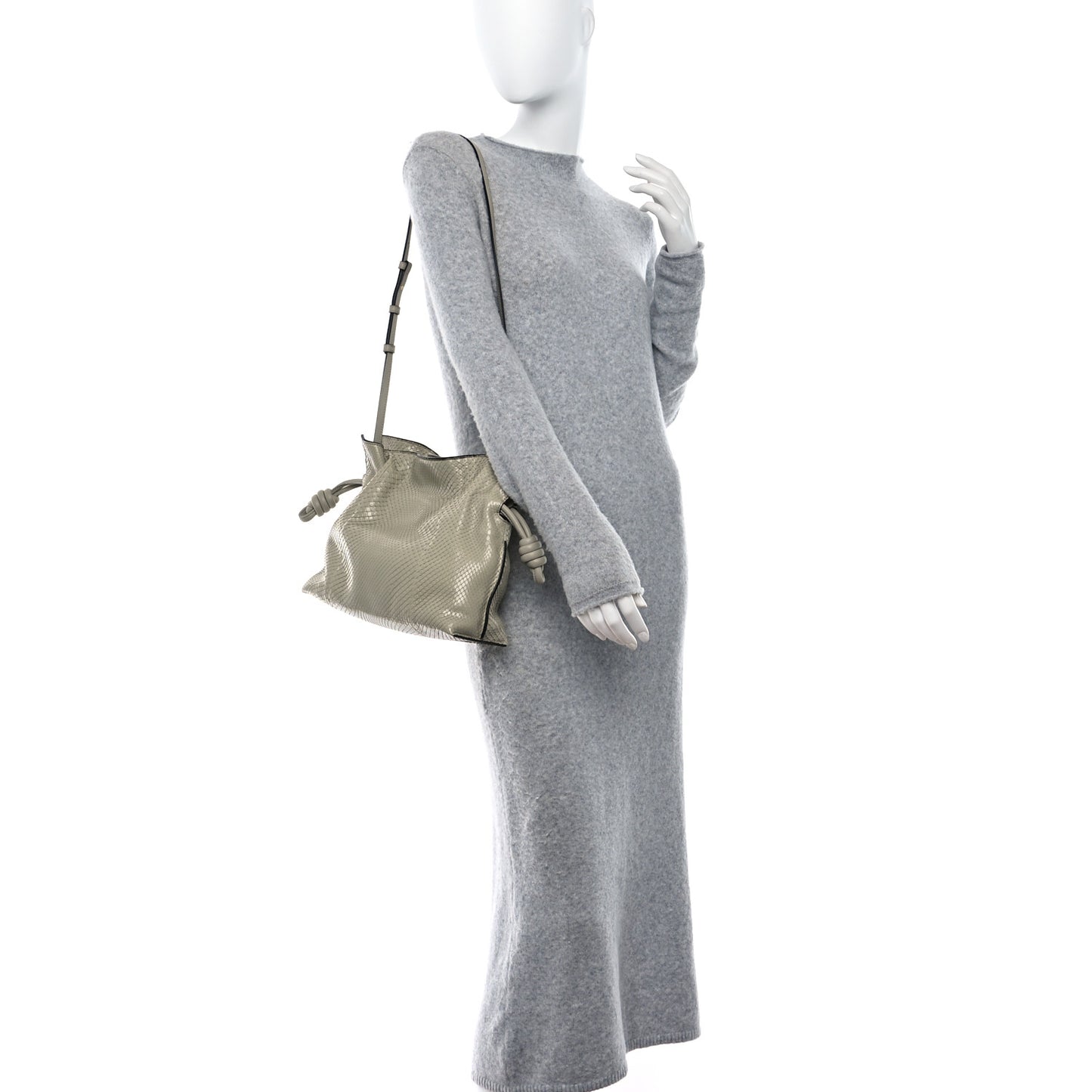Snakeskin Flamenco Knot Bag Marble Green