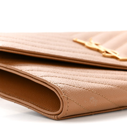 Saint Laurent Grain De Poudre Matelasse Chevron Monogram Envelope Clutch Natural Dark 9 of 12