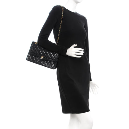 Chanel Lambskin Quilted Medium Double Flap Black 2 of 21