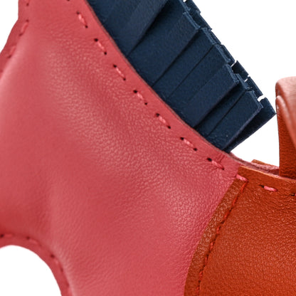 Hermes Milo Lambskin Grigri Rodeo Horse Bag Charm MM Rose Azalee Cornaline Bleu De Malte 4 of 4