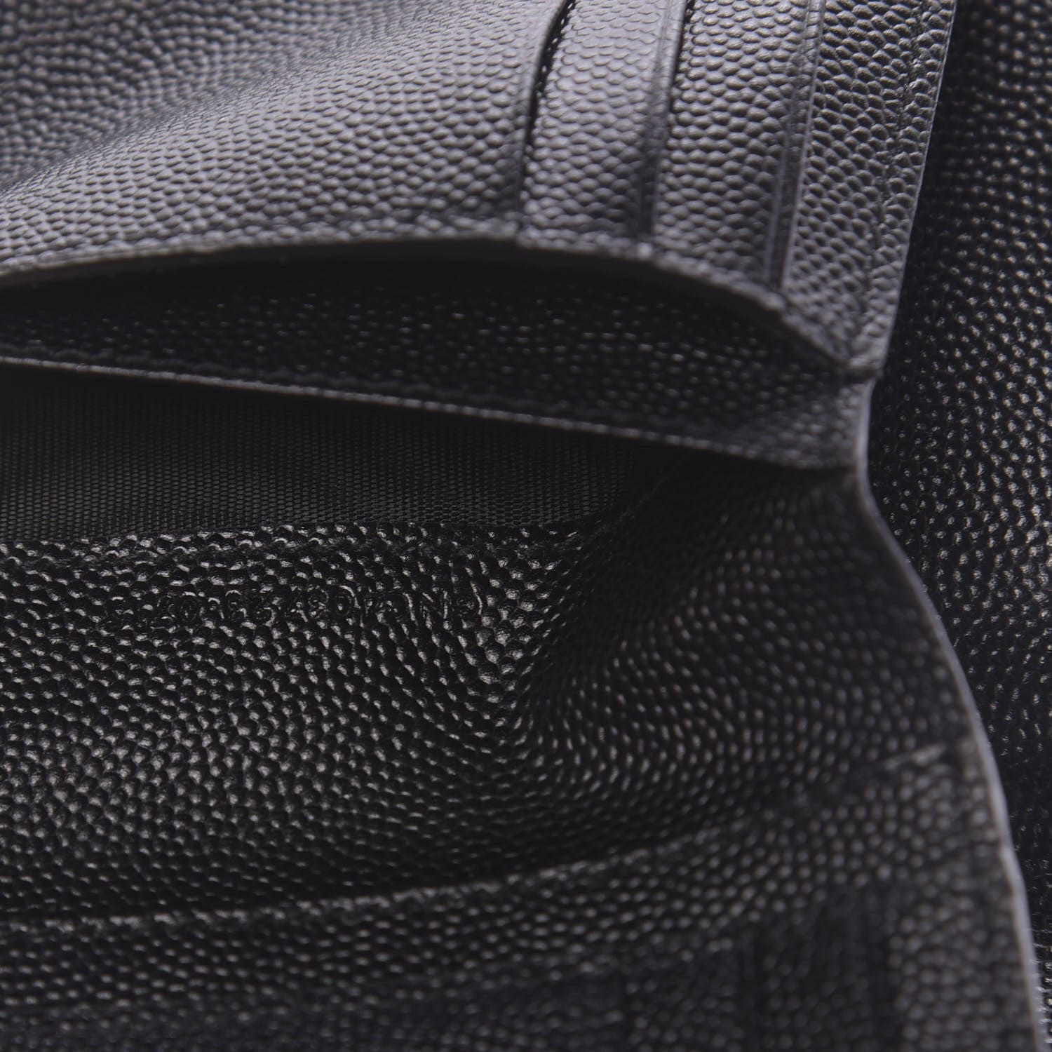 Saint Laurent Grain De Poudre Matelasse Chevron Monogram Compact Zip Around Wallet Black 7 of 15