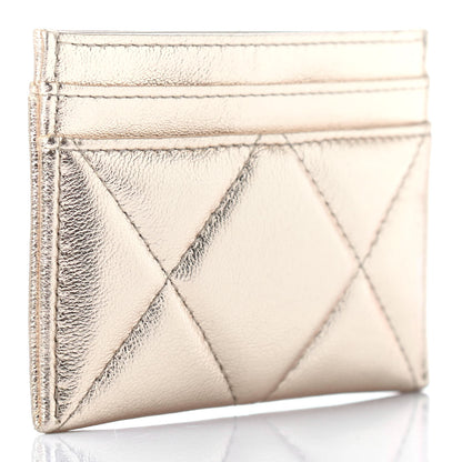 Chanel Metallic Lambskin Quilted Chanel 19 Card Holder Gold 2 of 4